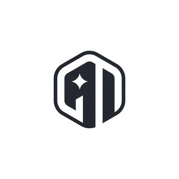 Hexagonal Framed AI Logo Design Stock Illustration