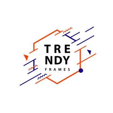 Hexagonal Frames with geometric lines Vector . Borders with trendy shapes. Gr Stock Illustration