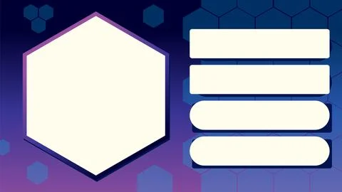 Hexagonal Game Show Interface with Gradient Background Stock Illustration