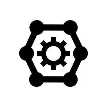 Hexagonal gear cluster icon for technology and engineering project branding Stock Illustration