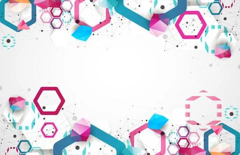 Hexagonal geometric array. Abstract background. Science and connection vector 库存插图