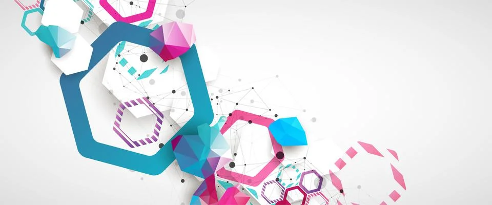 Hexagonal geometric array. Abstract background. Science and connection vector Stockillustratie