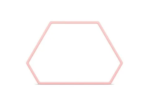 Hexagonal geometric form pink glossy border 3d decor element front view reali Illustrazione stock