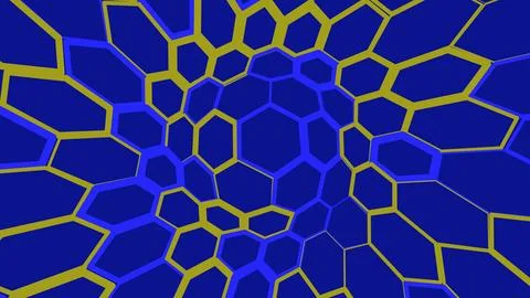 Hexagonal geometric pattern with blue and yellow tones Stockillustratie