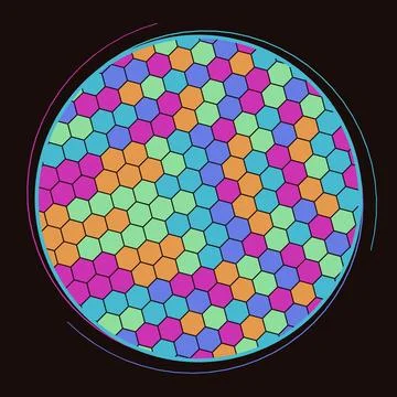 Hexagonal geometric pattern colorful abstract design vibrant circular compo.. Stock Illustration