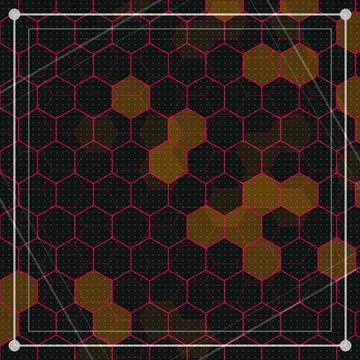 Hexagonal geometric pattern with dark and rusty gold colors on black backgrou Stock Illustration