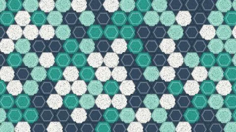Hexagonal geometric pattern with green, white, and black colors Stock Illustration