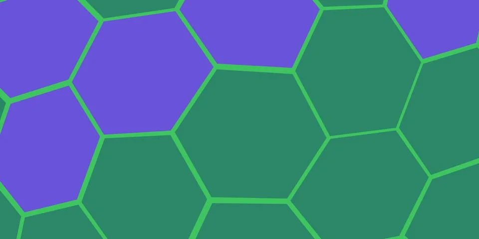 Hexagonal geometric pattern in purple and green 스톡 일러스트
