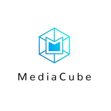 Hexagonal geometrical social network logo icon with letter M, simple lines.Ho Stock Illustration