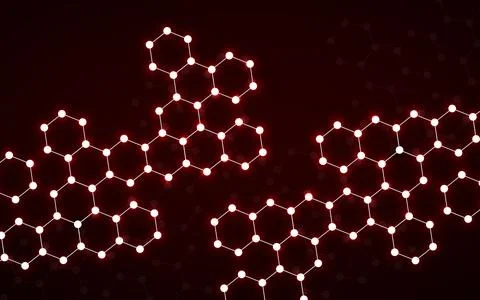 Hexagonal glowing molecules background, neon molecular structure of DNA. Vector イラスト素材