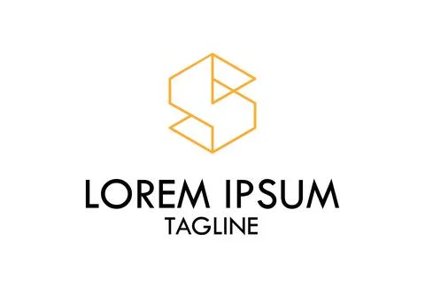 Hexagonal Gold Letter S Line Art Logo Isometric Design	 Stock Illustration
