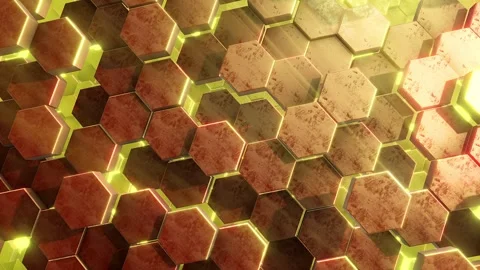 Hexagonal Golden and Yellow Columns Background Stock-Footage 262629754