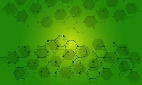 Hexagonal green background with process flow chart Stock Illustration