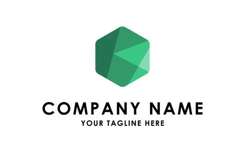 Hexagonal Green Diamond Logo Design Concept	 Stock Illustration