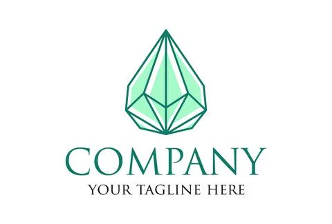 Hexagonal Green Line Art Diamond Logo Design Concept	 Stock-Illustration