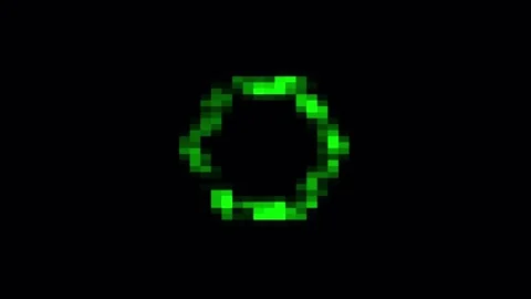 Hexagonal Green Particles Forming Abstract Geometric Pattern on Black Backg.. Stock Footage 342520225