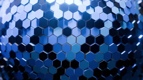 Hexagonal Grid 3D Honeycomb Pattern Extruding Hexagons Background Seamless Loop Stock Footage 334636966