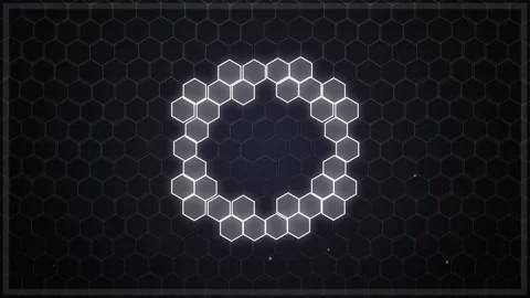 Hexagonal Grid Abstract Background - Futuristic Geometric Pattern on Dark Blu Stock Footage 347562139