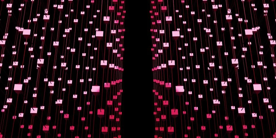 Hexagonal grid atomic structure cyberpunk style neon light 3d illustration Stock Illustration