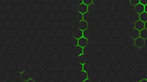 Hexagonal Grid with Glowing Green and Black Digital Pattern Stock Footage 328082945