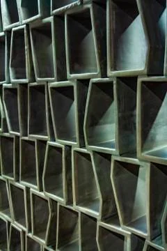 Hexagonal grid. Interior wall panel, wood or cement texture. Stock Photos