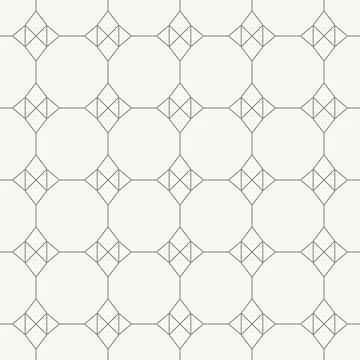 Hexagonal grid with layered diamond nodes seamless pattern in minimal line Stock Illustration