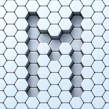 Hexagonal grid letter M 3D Hexagonal grid letter M 3D render illustration ... Stock Photos