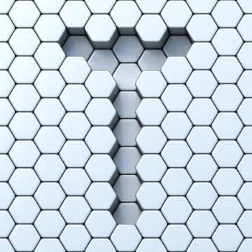 Hexagonal grid letter T 3D Stock Illustration