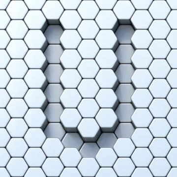 Hexagonal grid letter U 3D Stock Illustration