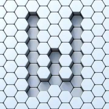 Hexagonal grid letter W 3D Stock Illustration
