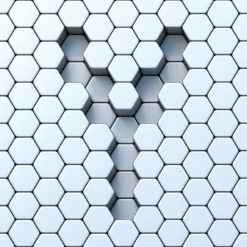 Hexagonal grid letter Y 3D Stock Illustration