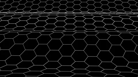 Hexagonal grid net waving field landscape seamless loop drawing motion graphics Video stock 99394749