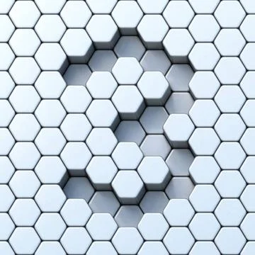 Hexagonal grid number THREE 3 3D Hexagonal grid number THREE 3 3D render i... Stock Photos