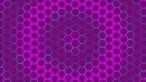 Hexagonal grid pattern expanding in purple and teal neon lights for digital.. Stock-Footage 342440306