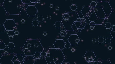Hexagonal grid pattern interconnected triangles on black Stock Footage 289306928