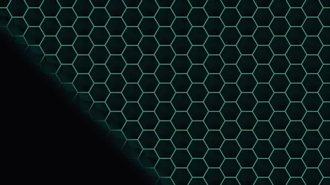 Hexagonal grid pattern with light beams revealing dark background during a .. Stock Footage 341657186