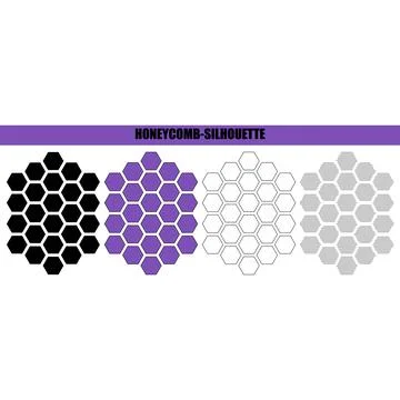 Hexagonal grid pattern variations in solid fill outline and shaded styles i.. Stock Illustration