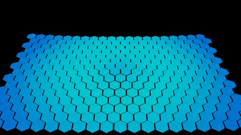Hexagonal Grid Surface Cyan Blue Technology Floor Vídeos de archivo 332544342