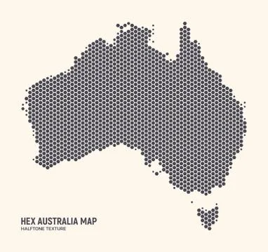 Hexagonal Halftone Design Australia Map Vector 库存插图