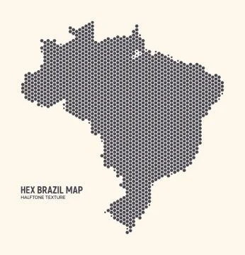 Hexagonal Halftone Design Brazil Map Vector イラスト素材