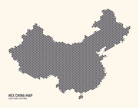 Hexagonal Halftone Design China Map Vector イラスト素材