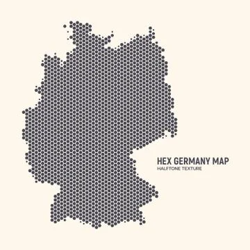Hexagonal Halftone Design Germany Map Vector Stock Illustration