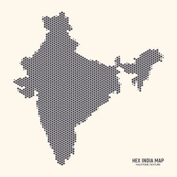 Hexagonal Halftone Design India Map Vector Stock Illustration