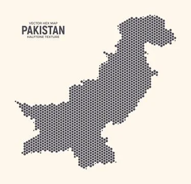Hexagonal Halftone Design Islamic Republic Of Pakistan Map Vector Stock Illustration