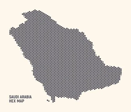 Hexagonal Halftone Design Saudi Arabia Kingdom Map Vector Illustrazione stock