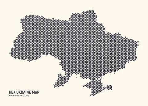 Hexagonal Halftone Design Ukraine Map Vector イラスト素材