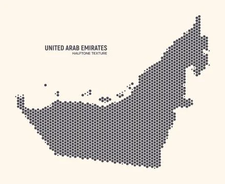 Hexagonal Halftone Design United Arab Emirates Map Vector Stock Illustration