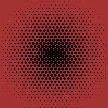 Hexagonal halftone pattern background illustration with black and red gradi.. Stock Illustration