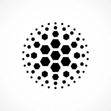 Hexagonal halftone symbol, geometric logo Stock Illustration