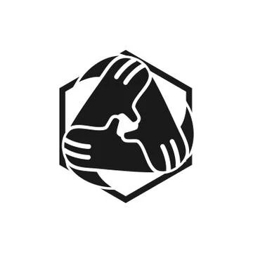 Hexagonal Hand Commitment Teamwork Together Black Logo Stock Illustration